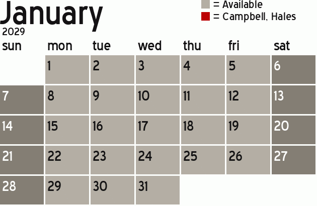 Missionary Dinner Calendar