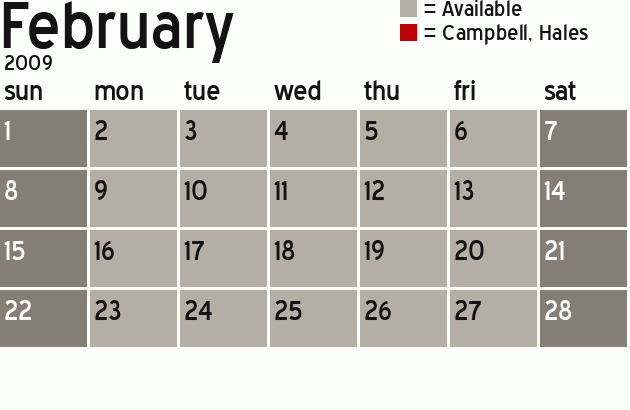 Missionary Dinner Calendar