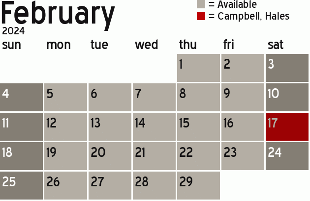 Missionary Dinner Calendar