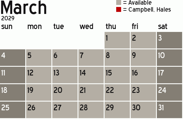 Missionary Dinner Calendar