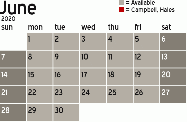 Missionary Dinner Calendar
