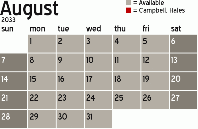 Missionary Dinner Calendar