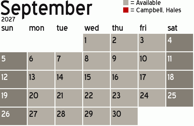 Missionary Dinner Calendar
