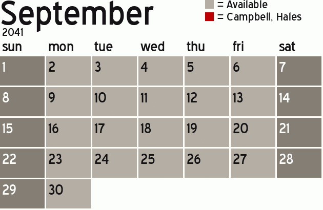 Missionary Dinner Calendar